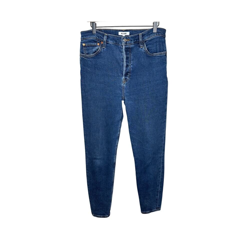 RE/DONE Jeans Womens 30 Blue Dark Wash High Rise Skinny Button Fly Ankle Denim